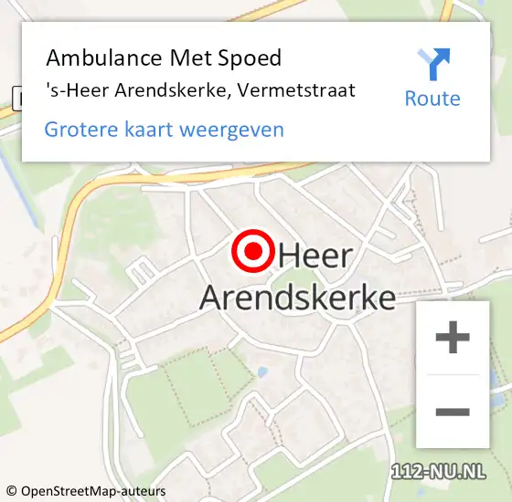 Locatie op kaart van de 112 melding: Ambulance Met Spoed Naar 's-Heer Arendskerke, Vermetstraat op 15 augustus 2018 18:51