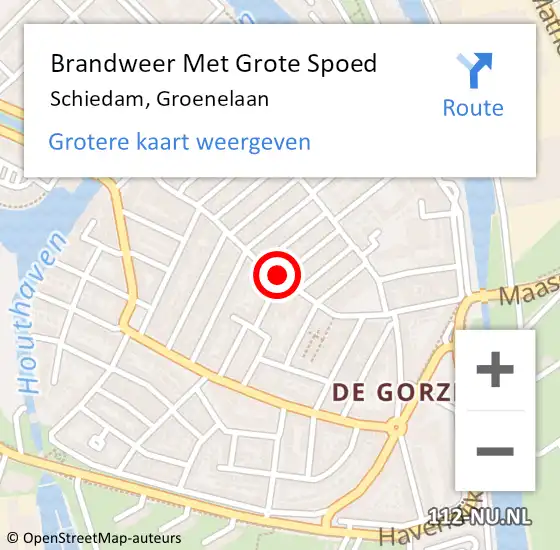 Locatie op kaart van de 112 melding: Brandweer Met Grote Spoed Naar Schiedam, Groenelaan op 15 augustus 2018 21:36