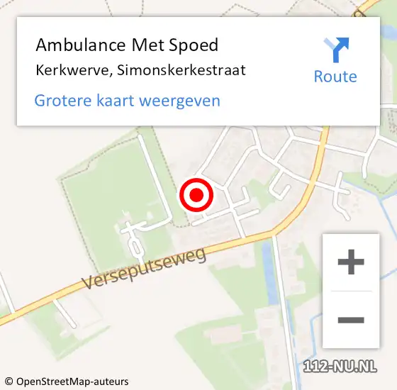 Locatie op kaart van de 112 melding: Ambulance Met Spoed Naar Kerkwerve, Simonskerkestraat op 15 augustus 2018 22:47