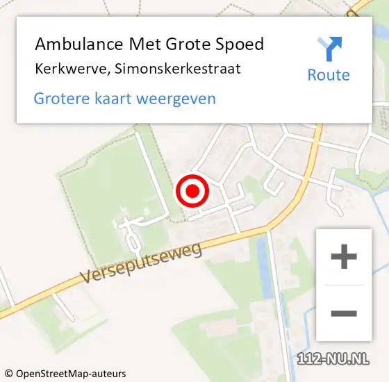 Locatie op kaart van de 112 melding: Ambulance Met Grote Spoed Naar Kerkwerve, Simonskerkestraat op 15 augustus 2018 22:56