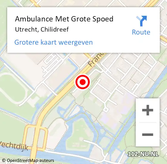 Locatie op kaart van de 112 melding: Ambulance Met Grote Spoed Naar Utrecht, Chilidreef op 16 augustus 2018 01:17