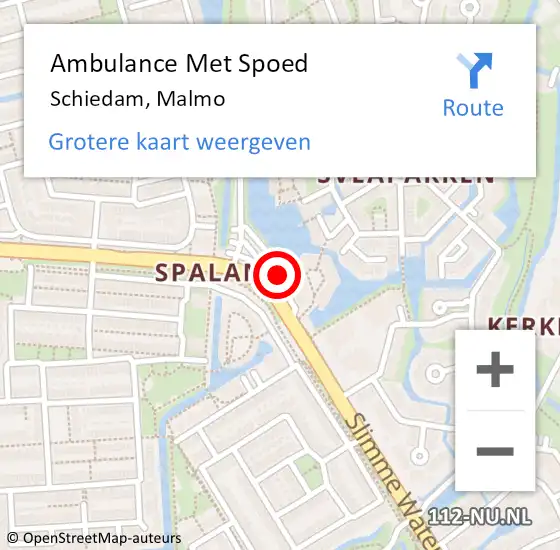 Locatie op kaart van de 112 melding: Ambulance Met Spoed Naar Schiedam, Malmo op 16 augustus 2018 03:49