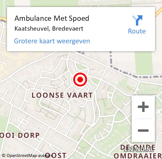 Locatie op kaart van de 112 melding: Ambulance Met Spoed Naar Kaatsheuvel, Bredevaert op 16 augustus 2018 07:45