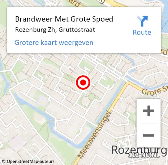 Locatie op kaart van de 112 melding: Brandweer Met Grote Spoed Naar Rozenburg Zh, Gruttostraat op 16 augustus 2018 08:15