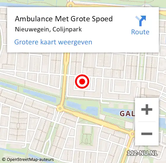 Locatie op kaart van de 112 melding: Ambulance Met Grote Spoed Naar Nieuwegein, Colijnpark op 16 augustus 2018 11:51