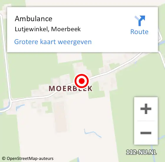 Locatie op kaart van de 112 melding: Ambulance Lutjewinkel, Moerbeek op 16 augustus 2018 12:18