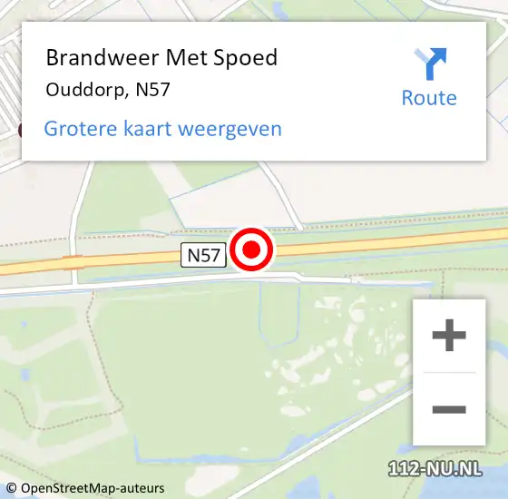 Locatie op kaart van de 112 melding: Brandweer Met Spoed Naar Ouddorp, N57 op 16 augustus 2018 12:50