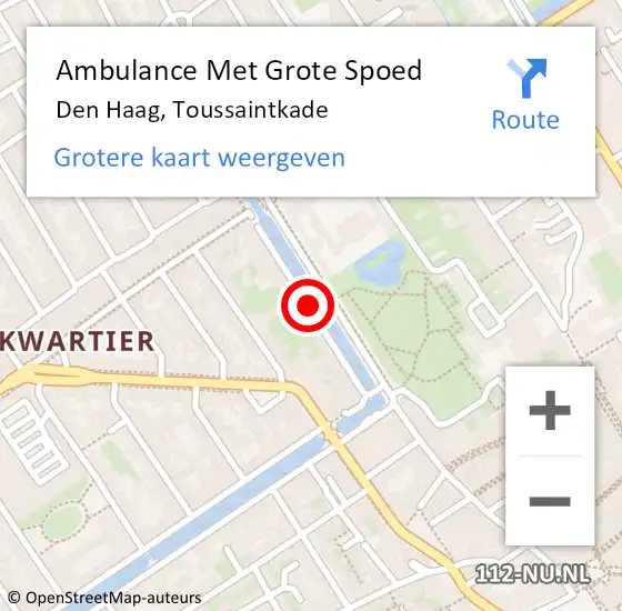 Locatie op kaart van de 112 melding: Ambulance Met Grote Spoed Naar Den Haag, Toussaintkade op 16 augustus 2018 13:38