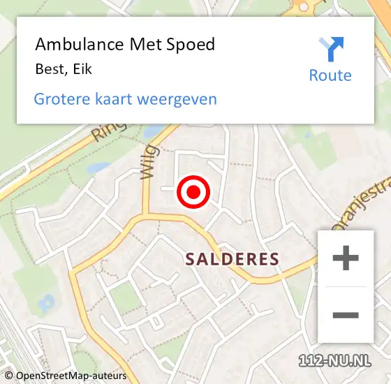 Locatie op kaart van de 112 melding: Ambulance Met Spoed Naar Best, Eik op 16 augustus 2018 14:17