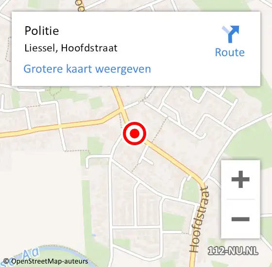 Locatie op kaart van de 112 melding: Politie Liessel, Hoofdstraat op 16 augustus 2018 14:49