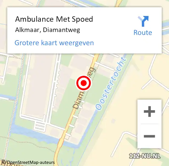 Locatie op kaart van de 112 melding: Ambulance Met Spoed Naar Alkmaar, Diamantweg op 16 augustus 2018 16:13