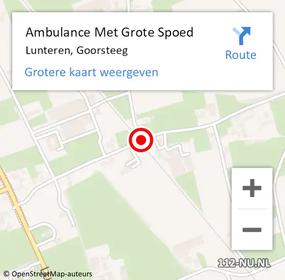 Locatie op kaart van de 112 melding: Ambulance Met Grote Spoed Naar Lunteren, Goorsteeg op 16 augustus 2018 16:33