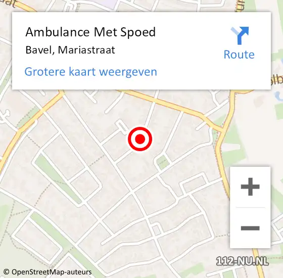 Locatie op kaart van de 112 melding: Ambulance Met Spoed Naar Bavel, Mariastraat op 16 augustus 2018 18:06