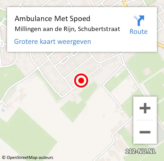 Locatie op kaart van de 112 melding: Ambulance Met Spoed Naar Millingen aan de Rijn, Schubertstraat op 16 augustus 2018 18:16