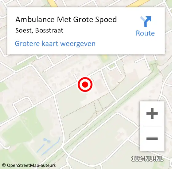 Locatie op kaart van de 112 melding: Ambulance Met Grote Spoed Naar Soest, Bosstraat op 16 augustus 2018 19:21