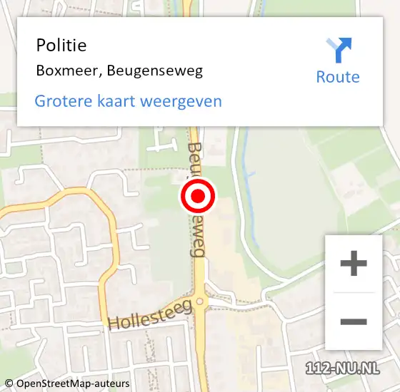 Locatie op kaart van de 112 melding: Politie Boxmeer, Beugenseweg op 16 augustus 2018 19:49
