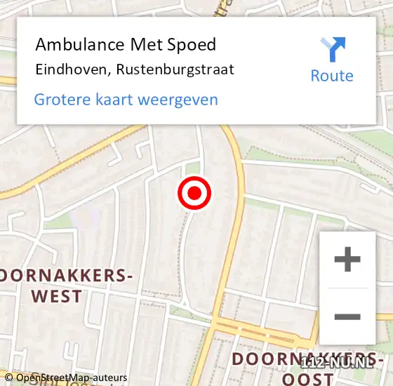 Locatie op kaart van de 112 melding: Ambulance Met Spoed Naar Eindhoven, Rustenburgstraat op 16 augustus 2018 20:45