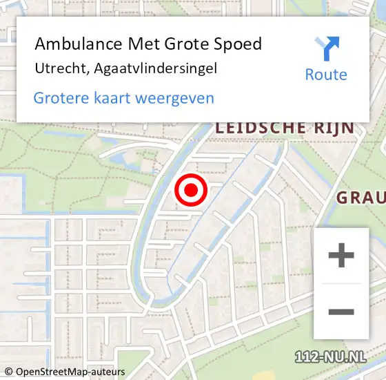 Locatie op kaart van de 112 melding: Ambulance Met Grote Spoed Naar Utrecht, Agaatvlindersingel op 16 augustus 2018 22:14