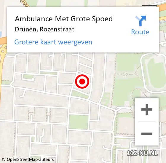 Locatie op kaart van de 112 melding: Ambulance Met Grote Spoed Naar Drunen, Rozenstraat op 17 augustus 2018 01:24