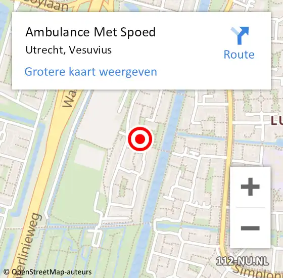 Locatie op kaart van de 112 melding: Ambulance Met Spoed Naar Utrecht, Vesuvius op 17 augustus 2018 09:27