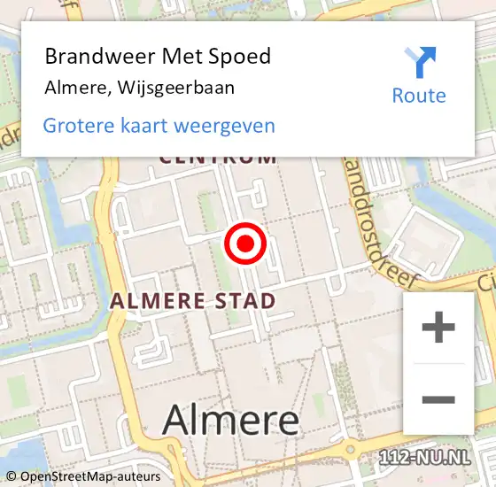 Locatie op kaart van de 112 melding: Brandweer Met Spoed Naar Almere, Wijsgeerbaan op 17 augustus 2018 11:31