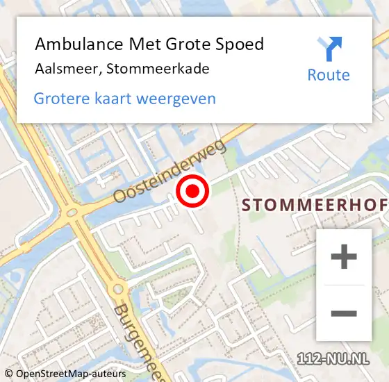 Locatie op kaart van de 112 melding: Ambulance Met Grote Spoed Naar Aalsmeer, Stommeerkade op 17 augustus 2018 13:24