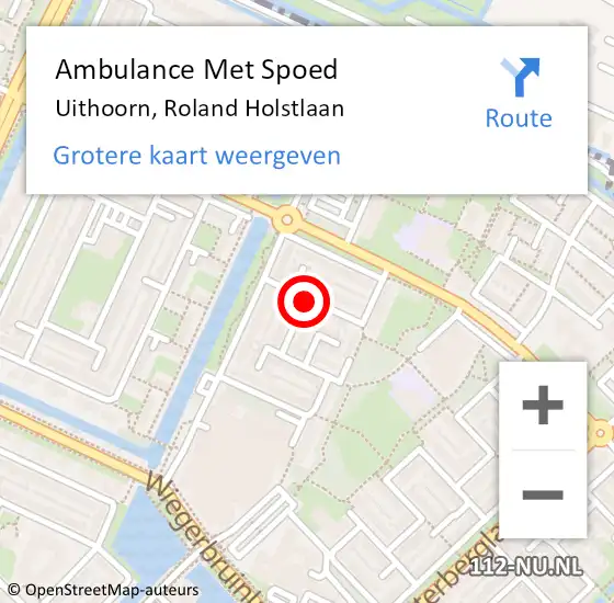 Locatie op kaart van de 112 melding: Ambulance Met Spoed Naar Uithoorn, Roland Holstlaan op 17 augustus 2018 14:40