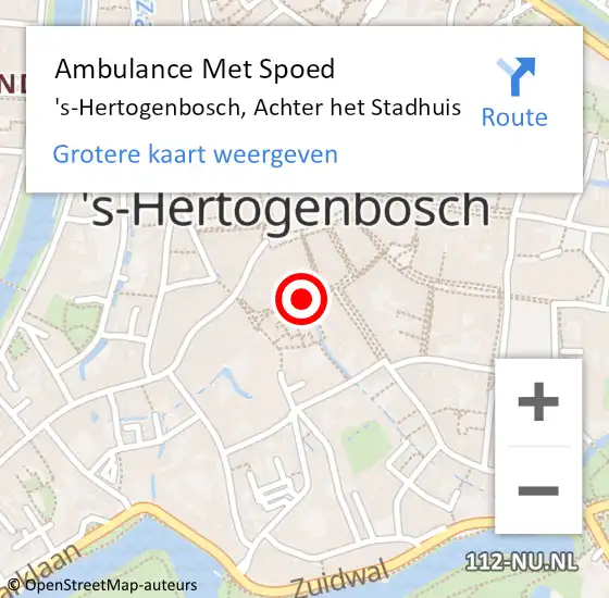 Locatie op kaart van de 112 melding: Ambulance Met Spoed Naar 's-Hertogenbosch, Achter het Stadhuis op 17 augustus 2018 14:40
