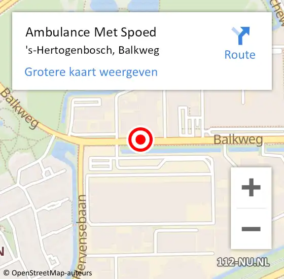 Locatie op kaart van de 112 melding: Ambulance Met Spoed Naar 's-Hertogenbosch, Balkweg op 17 augustus 2018 14:40
