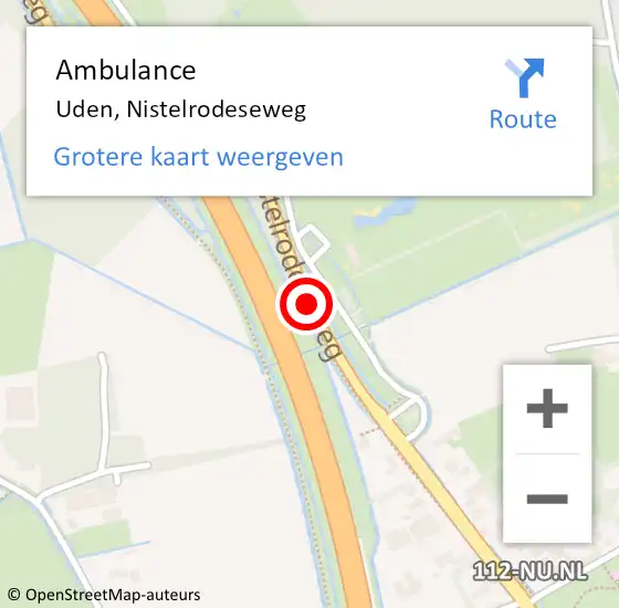 Locatie op kaart van de 112 melding: Ambulance Uden, Nistelrodeseweg op 17 augustus 2018 14:44