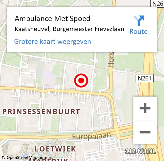 Locatie op kaart van de 112 melding: Ambulance Met Spoed Naar Kaatsheuvel, Burgemeester Fievezlaan op 17 augustus 2018 16:56
