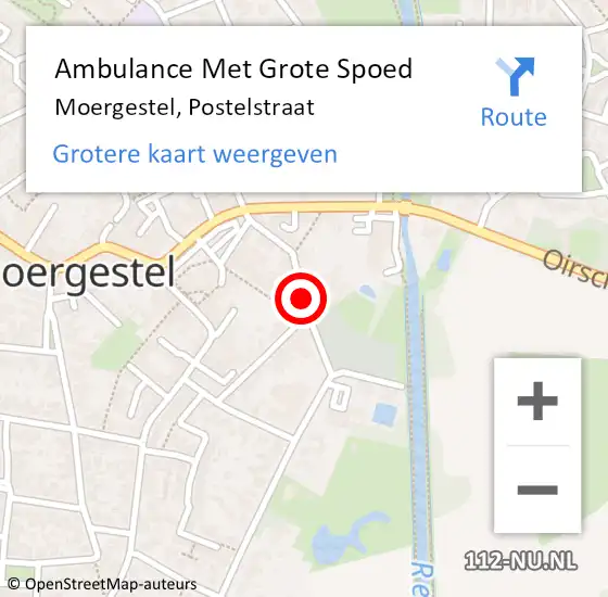 Locatie op kaart van de 112 melding: Ambulance Met Grote Spoed Naar Moergestel, Postelstraat op 17 augustus 2018 17:58