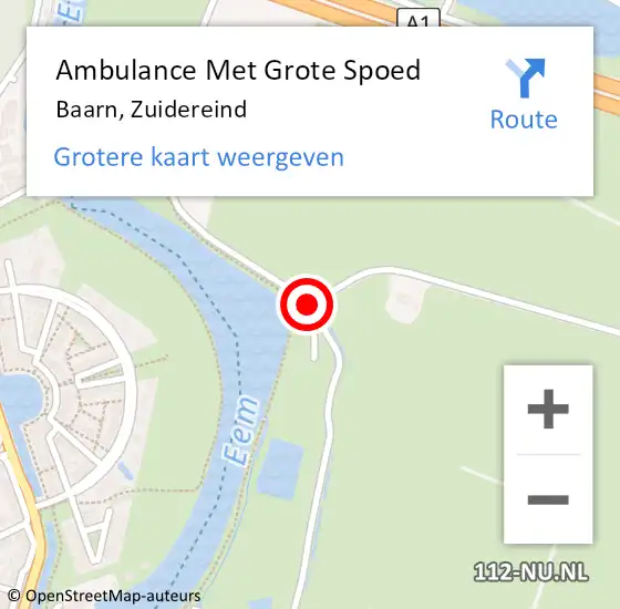 Locatie op kaart van de 112 melding: Ambulance Met Grote Spoed Naar Baarn, Zuidereind op 17 augustus 2018 18:20
