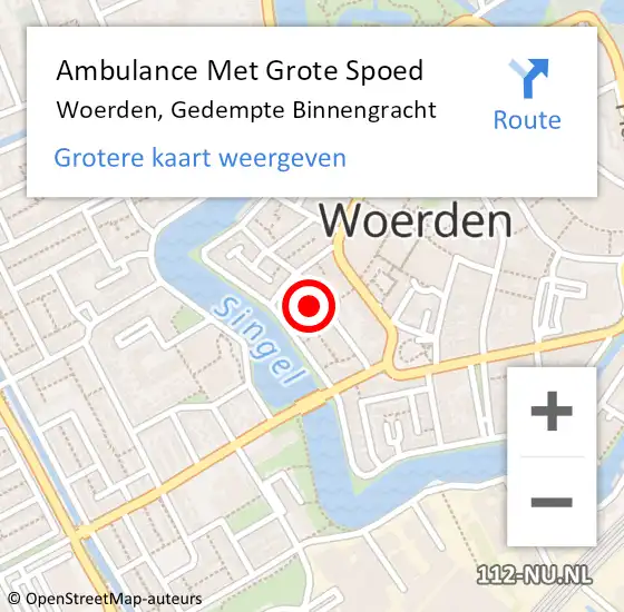 Locatie op kaart van de 112 melding: Ambulance Met Grote Spoed Naar Woerden, Gedempte Binnengracht op 17 augustus 2018 18:28
