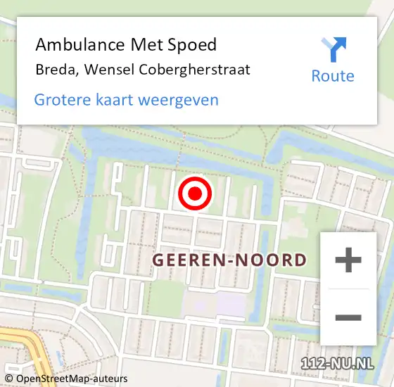 Locatie op kaart van de 112 melding: Ambulance Met Spoed Naar Breda, Wensel Cobergherstraat op 17 augustus 2018 20:01