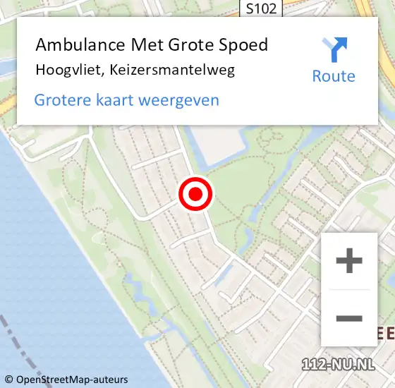 Locatie op kaart van de 112 melding: Ambulance Met Grote Spoed Naar Hoogvliet, Keizersmantelweg op 17 augustus 2018 21:20
