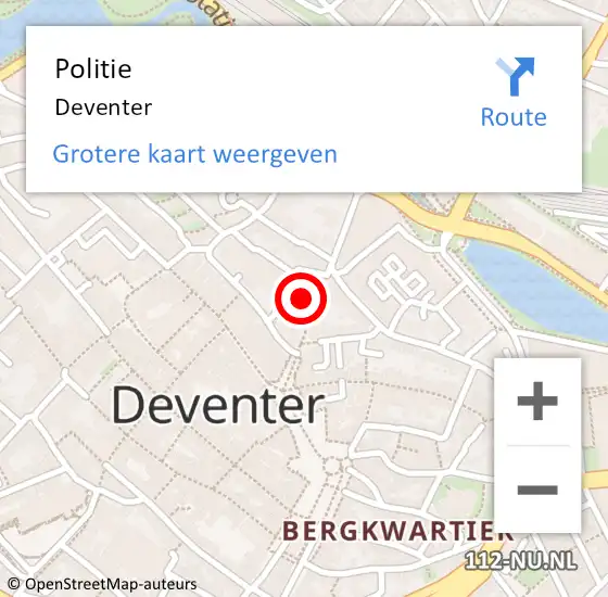 Locatie op kaart van de 112 melding: Politie Deventer op 17 augustus 2018 21:36