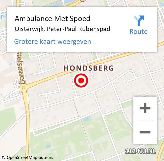 Locatie op kaart van de 112 melding: Ambulance Met Spoed Naar Oisterwijk, Peter-Paul Rubenspad op 17 augustus 2018 21:43