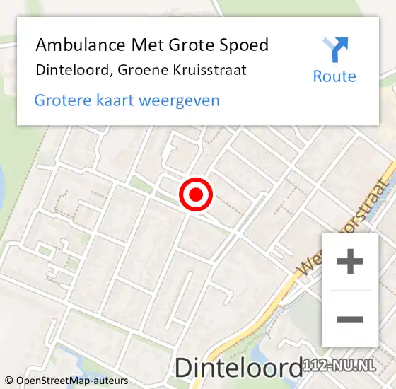 Locatie op kaart van de 112 melding: Ambulance Met Grote Spoed Naar Dinteloord, Groene Kruisstraat op 18 augustus 2018 01:06