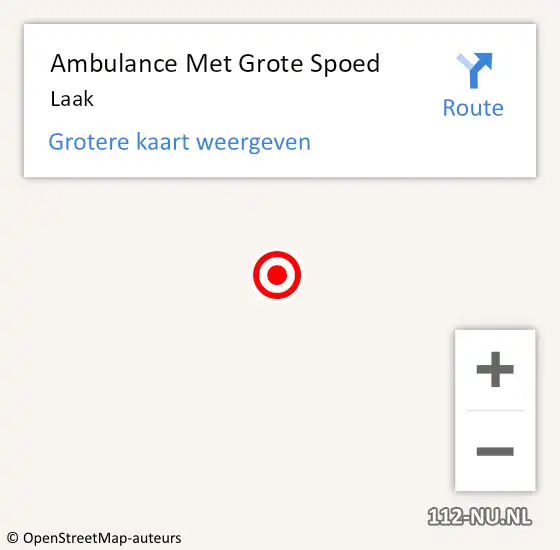 Locatie op kaart van de 112 melding: Ambulance Met Grote Spoed Naar Laak op 18 augustus 2018 01:20