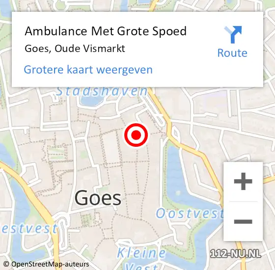 Locatie op kaart van de 112 melding: Ambulance Met Grote Spoed Naar Goes, Oude Vismarkt op 18 augustus 2018 02:58