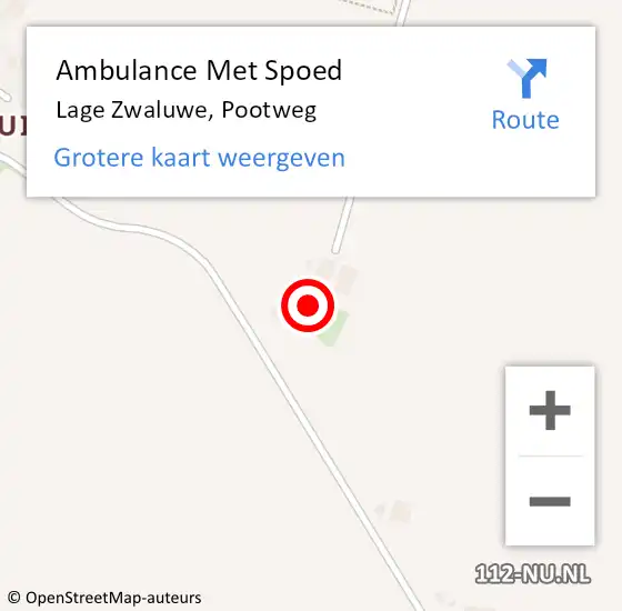 Locatie op kaart van de 112 melding: Ambulance Met Spoed Naar Lage Zwaluwe, Pootweg op 18 augustus 2018 08:26