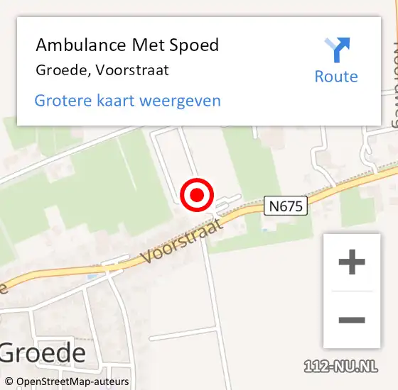 Locatie op kaart van de 112 melding: Ambulance Met Spoed Naar Groede, Voorstraat op 18 augustus 2018 10:54