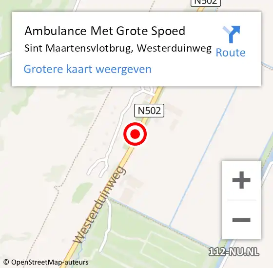 Locatie op kaart van de 112 melding: Ambulance Met Grote Spoed Naar Sint Maartensvlotbrug, Westerduinweg op 18 augustus 2018 12:45