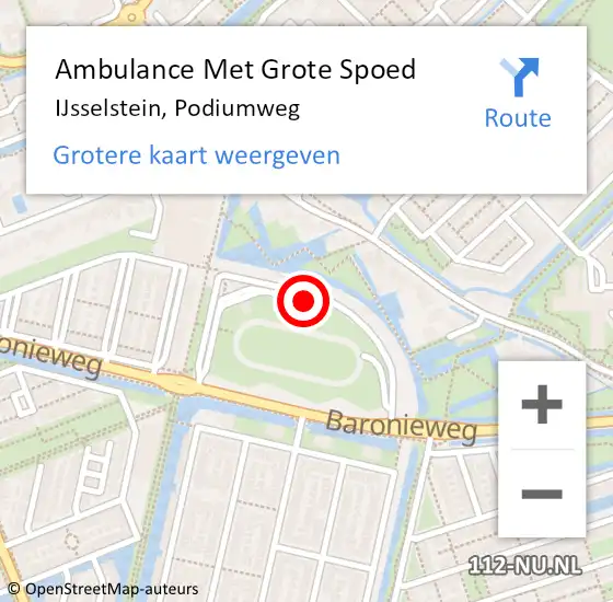 Locatie op kaart van de 112 melding: Ambulance Met Grote Spoed Naar IJsselstein, Podiumweg op 18 augustus 2018 13:43