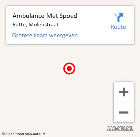 Locatie op kaart van de 112 melding: Ambulance Met Spoed Naar Putte, Molenstraat op 18 augustus 2018 16:02