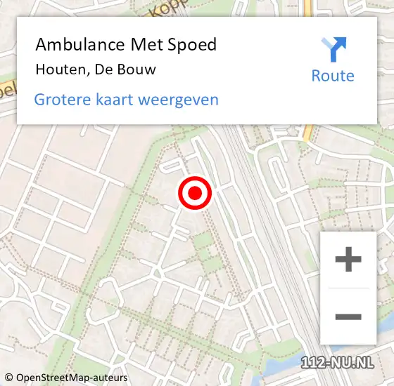 Locatie op kaart van de 112 melding: Ambulance Met Spoed Naar Houten, D. Bouw op 18 augustus 2018 17:09