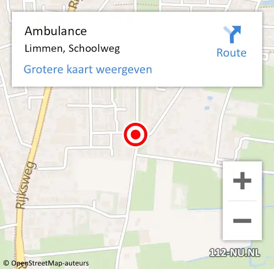 Locatie op kaart van de 112 melding: Ambulance Limmen, Schoolweg op 18 augustus 2018 18:11