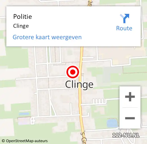 Locatie op kaart van de 112 melding: Politie Clinge op 18 augustus 2018 18:16