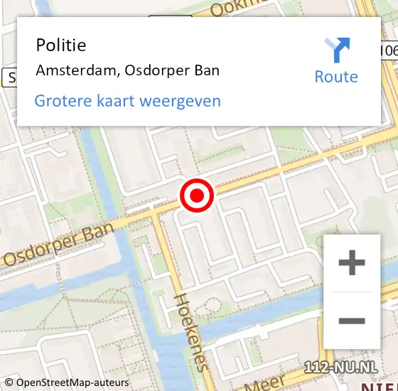 Locatie op kaart van de 112 melding: Politie Amsterdam, Osdorper Ban op 18 augustus 2018 20:24